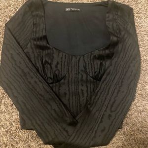 Zara dark grey/black corset long sleeve top size S!